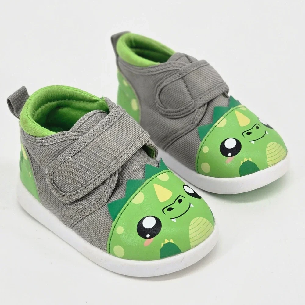 ikiki Oliver the Dragon Squeaky Wide Toe Box Grey Green Toddler Shoes Sneaker 5